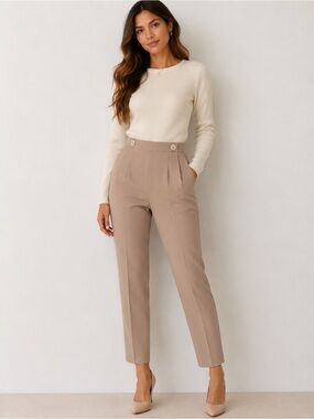 Zara Women’s Tailored Dress Pants in Light Beige – Classic Workwear
